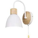 Nordic Wood Dome Wall Light with Pull Switch | 1-Light Lasson Living