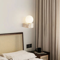 Modern Travertine Globe Wall Sconce LED 1-Light Lasson Living