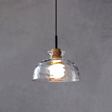 Nordic Rippled Glass and Wood LED Pendant Light | 1-Light Lasson Living