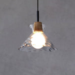 Nordic Rippled Glass and Wood LED Pendant Light | 1-Light Lasson Living