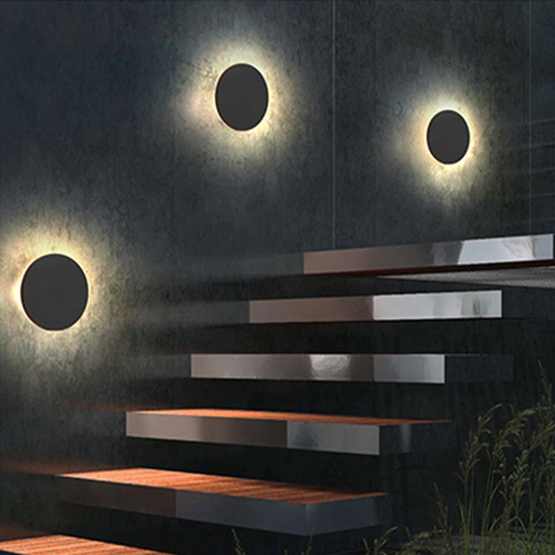 Modern Minimalist Round LED Wall Sconce IP65 Outdoor 1-Light Lasson Living