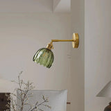 Vintage Brass Tulip Glass Wall Sconce 1-Light Lasson Living