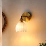 Vintage Brass Tulip Glass Wall Sconce 1-Light Lasson Living