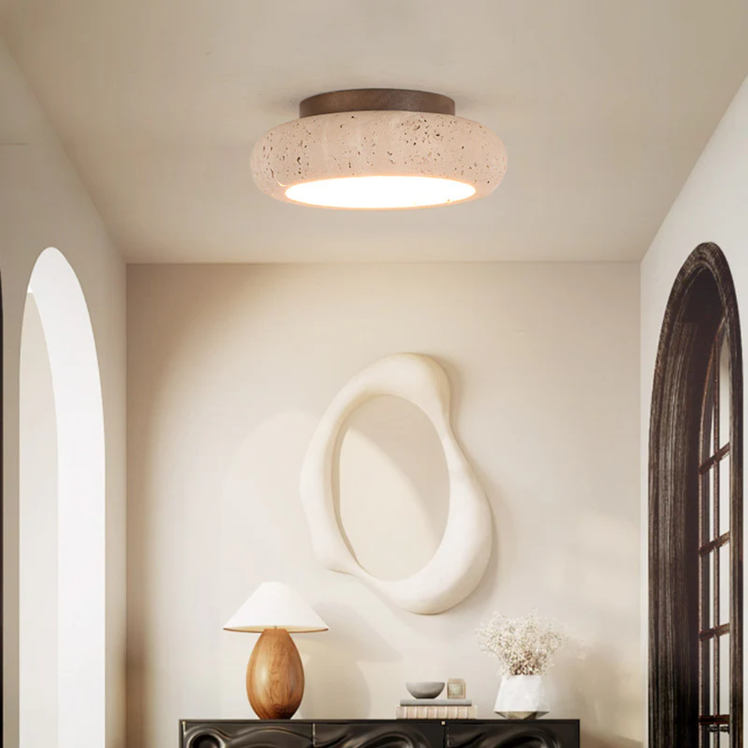 Retro Travertine Wood Ceiling Light 1-Light Lasson Living