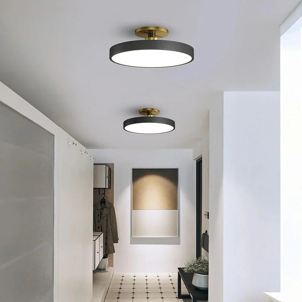 Modern Brass Round LED Ceiling Light 1-Light Lasson Living