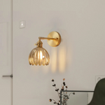 Vintage Brass Tulip Glass Wall Sconce 1-Light Lasson Living