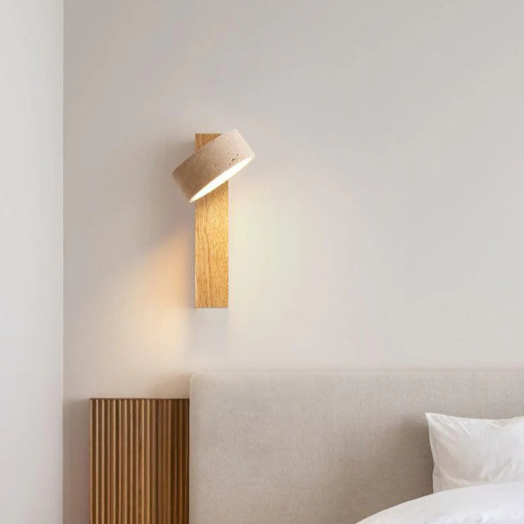 Wabi-sabi Travertine Wood LED Wall Sconce 1-Light Lasson Living