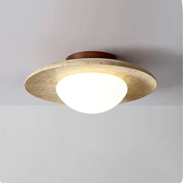 Nordic Minimalist Travertine Round LED Ceiling Light 1-Light Lasson Living