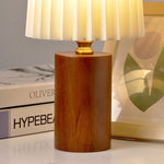 Vintage Korean Pleated Fabric Cylinder LED Table Lamp | 1-Light Lasson Living