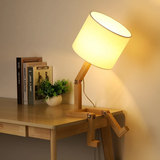 Modern Adjustable Wooden Table Lamp With Fabric Shade 1-Light Lasson Living