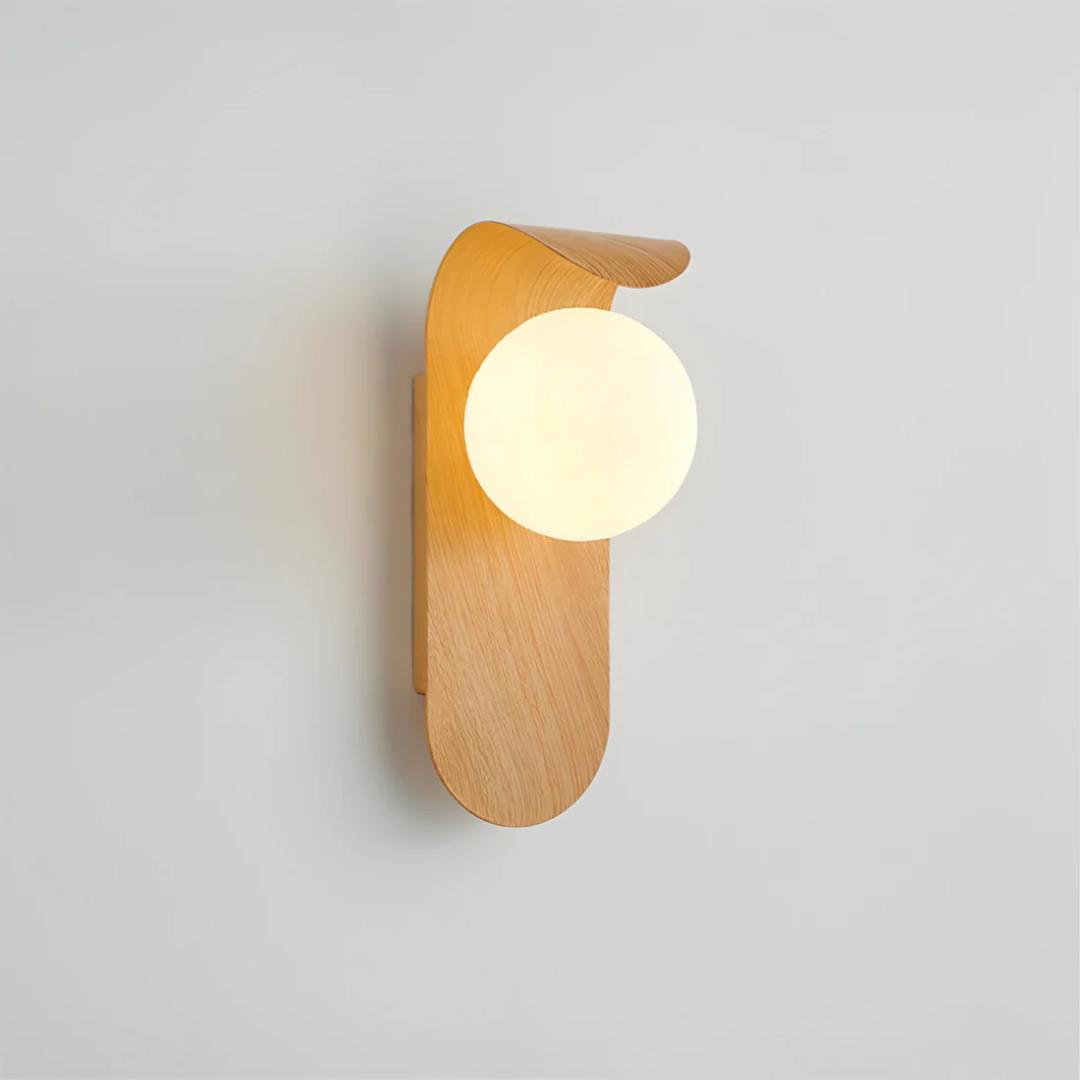 Scandinavian Wood Globe Wall Sconce LED 1-Light Lasson Living