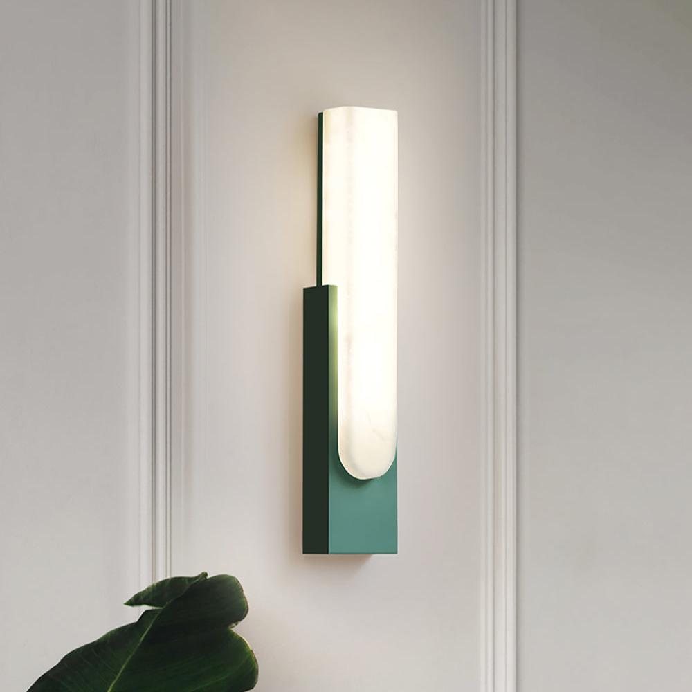 Modern Alabaster-Effect Brass Wall Sconce LED 1-Light Lasson Living
