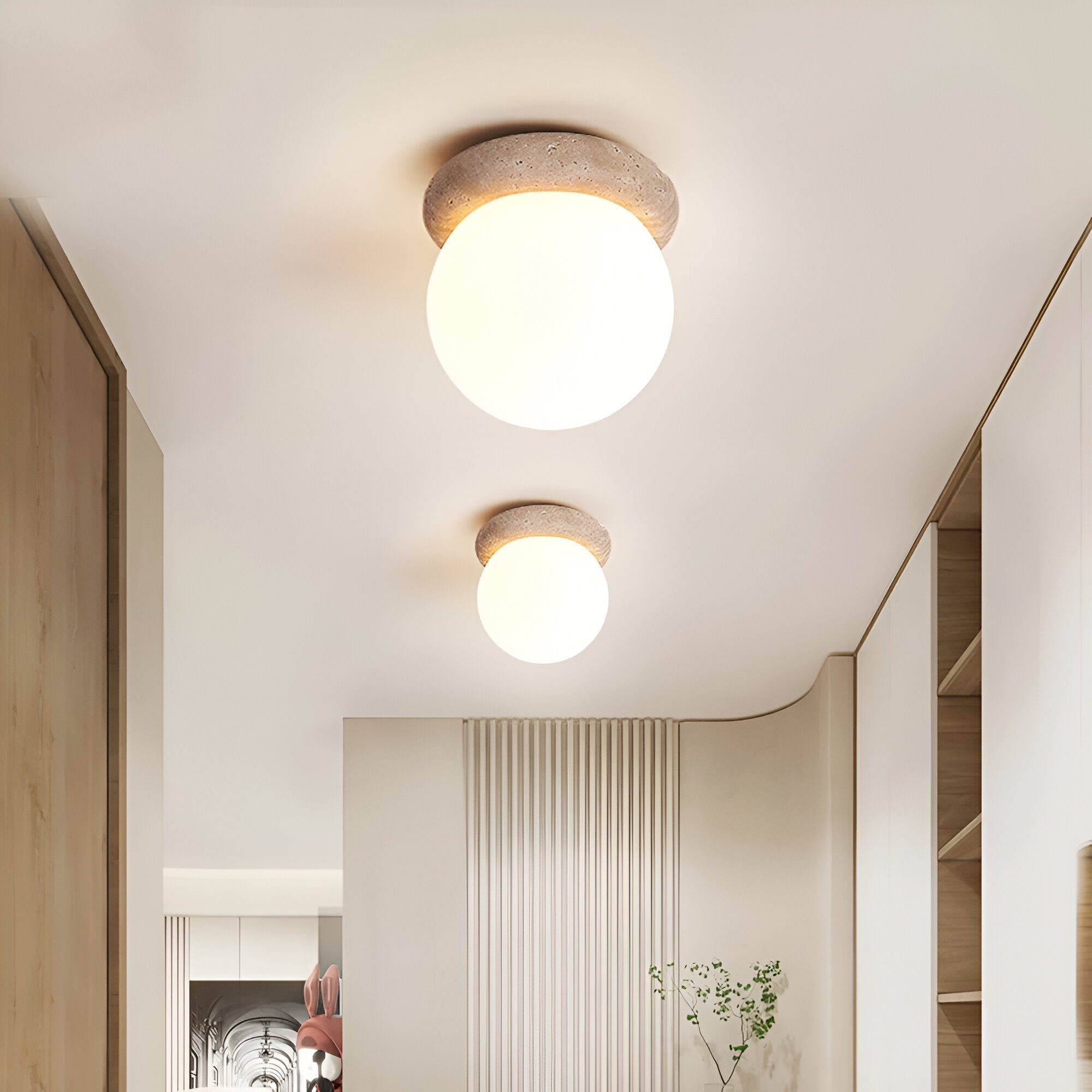Modern Travertine Stone Round Outdoor Wall Light LED 1-Light Lasson Living