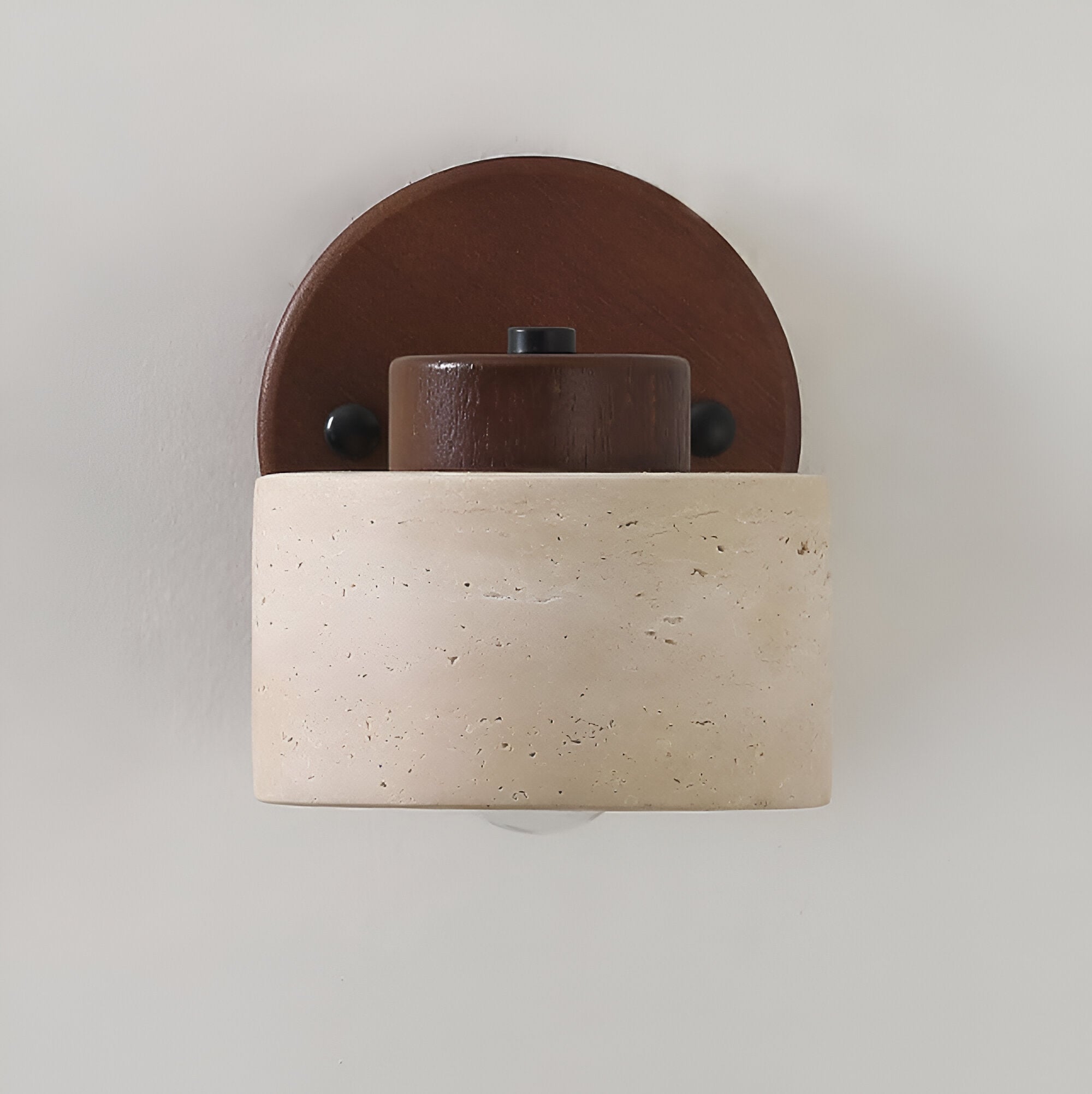 Minimalist Travertine Wood Cylinder Wall Sconce LED 1-light Lasson Living