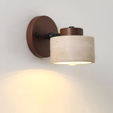 Minimalist Travertine Wood Cylinder Wall Sconce LED 1-light Lasson Living