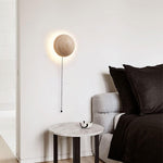 Modern Minimalist Travertine Round Wall Sconce LED 1-Light Lasson Living