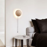 Modern Minimalist Travertine Round Wall Sconce LED 1-Light Lasson Living