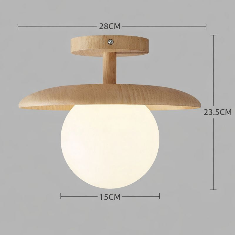 Nordic Wooden Dome Semi-Flush Ceiling Light | 1-Light Lasson Living
