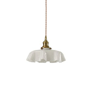 French Ruffled Glass Brass Pendant Light 1-Light Lasson Living