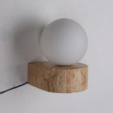 Modern Travertine Globe Wall Sconce LED 1-Light Lasson Living