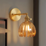 Vintage Brass Tulip Glass Wall Sconce 1-Light Lasson Living