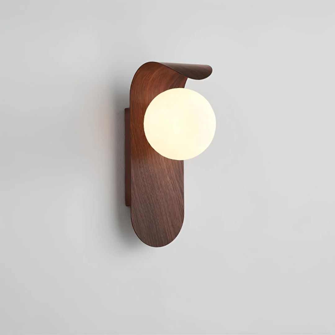 Scandinavian Wood Globe Wall Sconce LED 1-Light Lasson Living