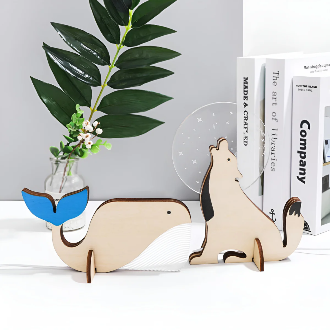 Nordic Wooden Animal LED Table Lamp 1-Light Lasson Living