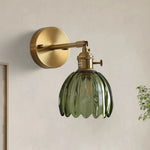 Vintage Brass Tulip Glass Wall Sconce 1-Light Lasson Living