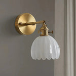 Vintage Brass Tulip Glass Wall Sconce 1-Light Lasson Living