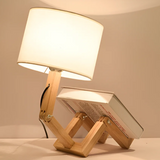 Modern Adjustable Wooden Table Lamp With Fabric Shade 1-Light Lasson Living