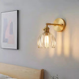 Vintage Brass Tulip Glass Wall Sconce 1-Light Lasson Living