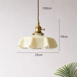 French Ruffled Glass Brass Pendant Light 1-Light Lasson Living