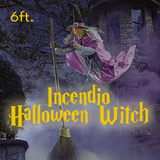 6-Foot Flying Witch Halloween Decoration Scary Outdoor Prop With Floating Effect And Lifelike Face Yard Decor - Image 2