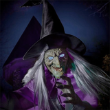 6-Foot Flying Witch Halloween Decoration Scary Outdoor Prop With Floating Effect And Lifelike Face Yard Decor - Image 3