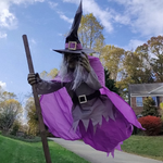 6-Foot Flying Witch Halloween Decoration Scary Outdoor Prop With Floating Effect And Lifelike Face Yard Decor - Image 5