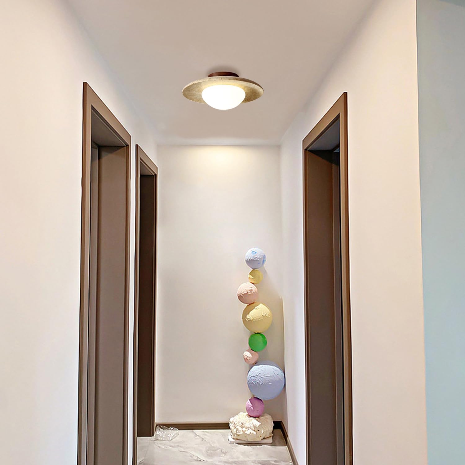 Nordic Minimalist Travertine Round LED Ceiling Light 1-Light Lasson Living