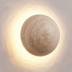 Modern Minimalist Travertine Round Wall Sconce LED 1-Light Lasson Living