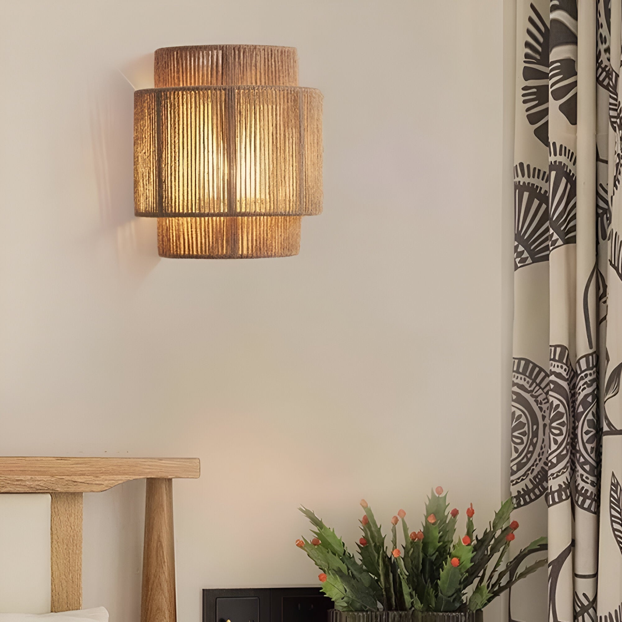 Vintage Bohemian Hand-Woven Rope Wall Sconce LED 1-Light Lasson Living