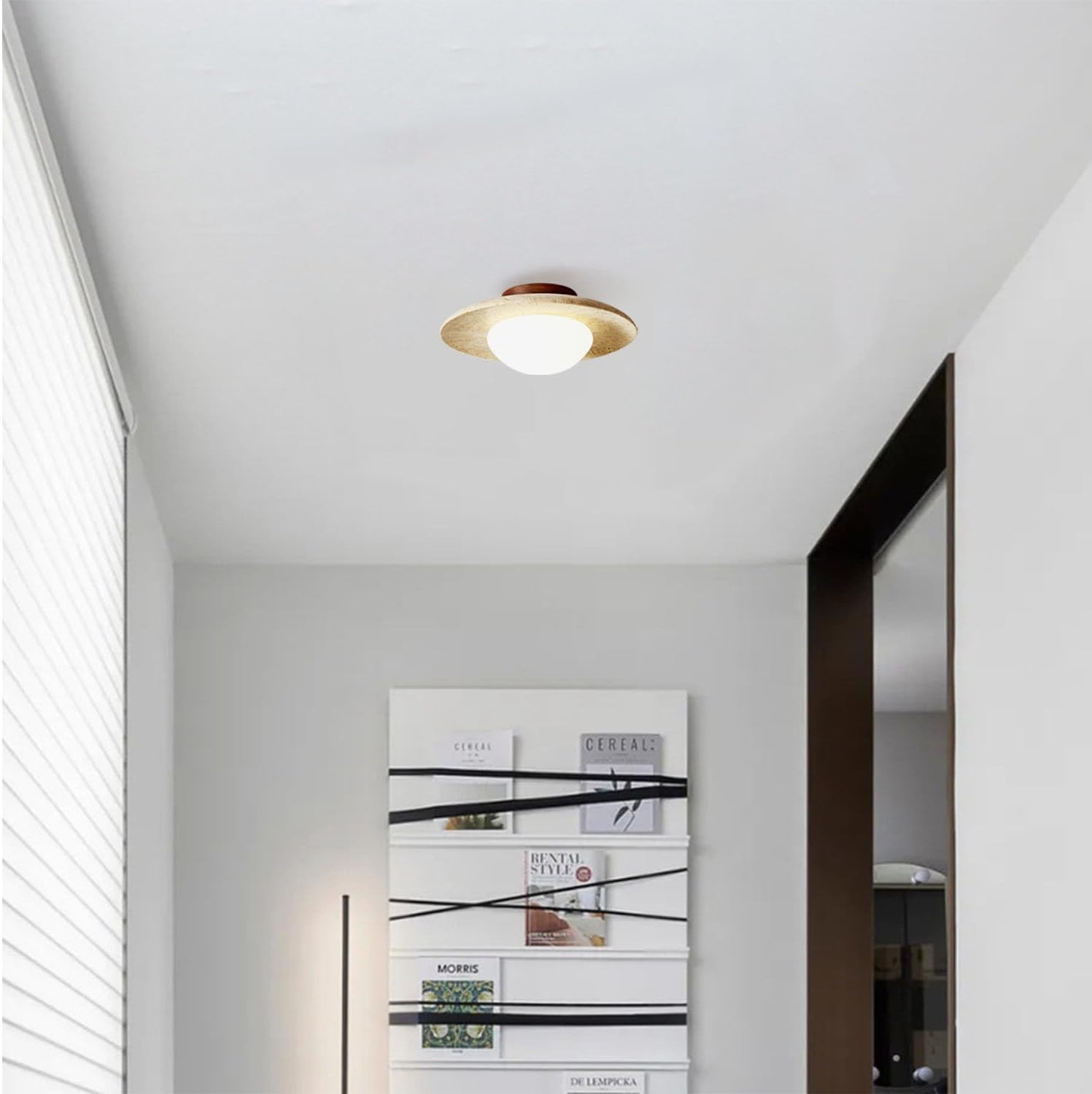 Nordic Minimalist Travertine Round LED Ceiling Light 1-Light Lasson Living