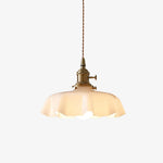 French Ruffled Glass Brass Pendant Light 1-Light Lasson Living