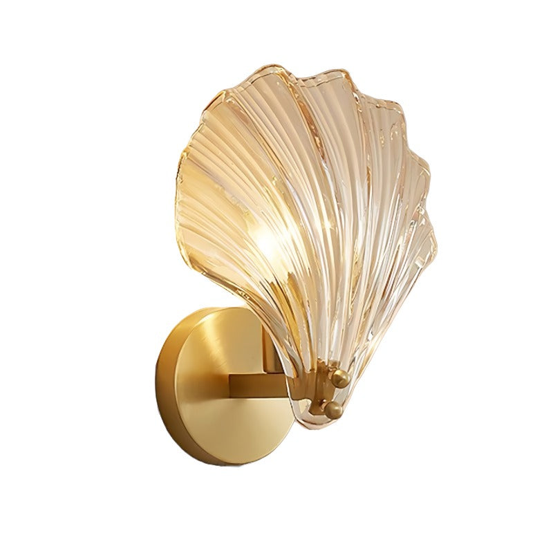 Art Deco Brass Glass Seashell Wall Sconce LED 1-Light Lasson Living
