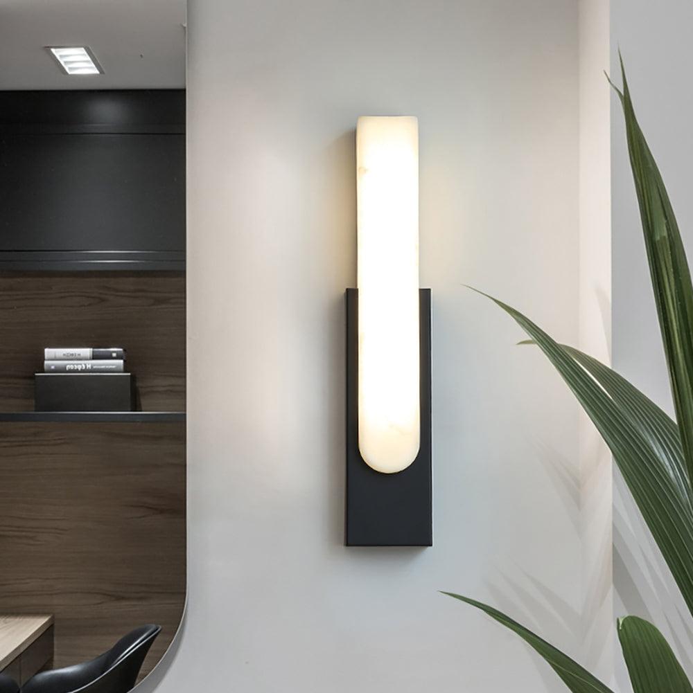 Modern Alabaster-Effect Brass Wall Sconce LED 1-Light Lasson Living