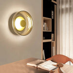 Minimalist Brass & Glass Round Wall Sconce LED 1-Light Lasson Living