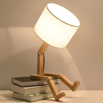 Modern Adjustable Wooden Table Lamp With Fabric Shade 1-Light Lasson Living