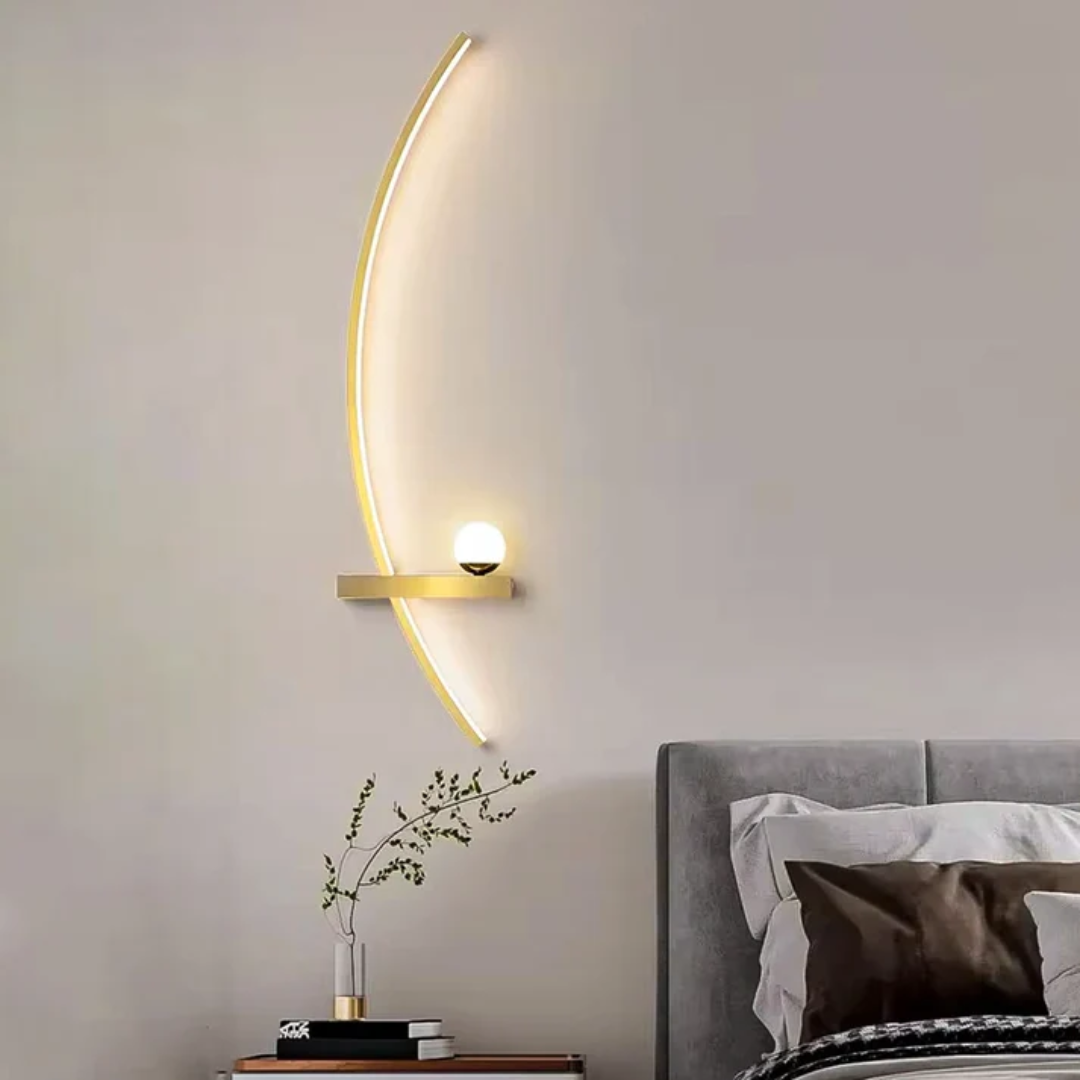Modern Brass Arc LED Wall Sconce 2-Lights Lasson Living