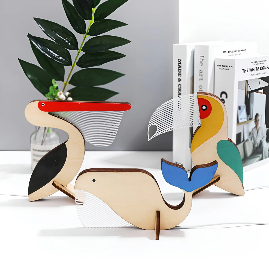 Nordic Wooden Animal LED Table Lamp 1-Light Lasson Living