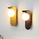 Scandinavian Wood Globe Wall Sconce LED 1-Light Lasson Living