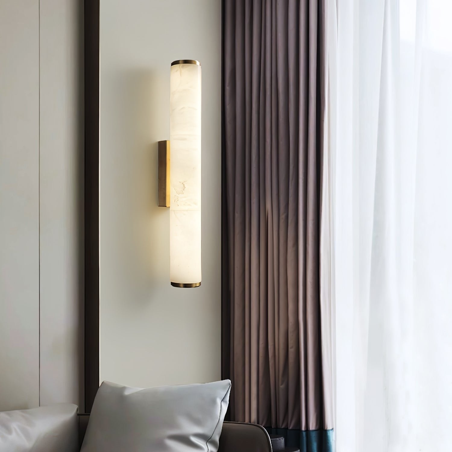 Modern Minimalist Spanish Marble Copper Wall Sconce LED 1-Light Lasson Living