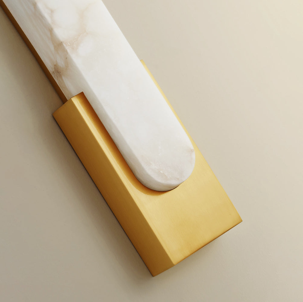 Modern Alabaster-Effect Brass Wall Sconce LED 1-Light Lasson Living