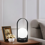 Modern Metal and Glass Globe LED Rechargeable Table Lamp 1-Light Lasson Living
